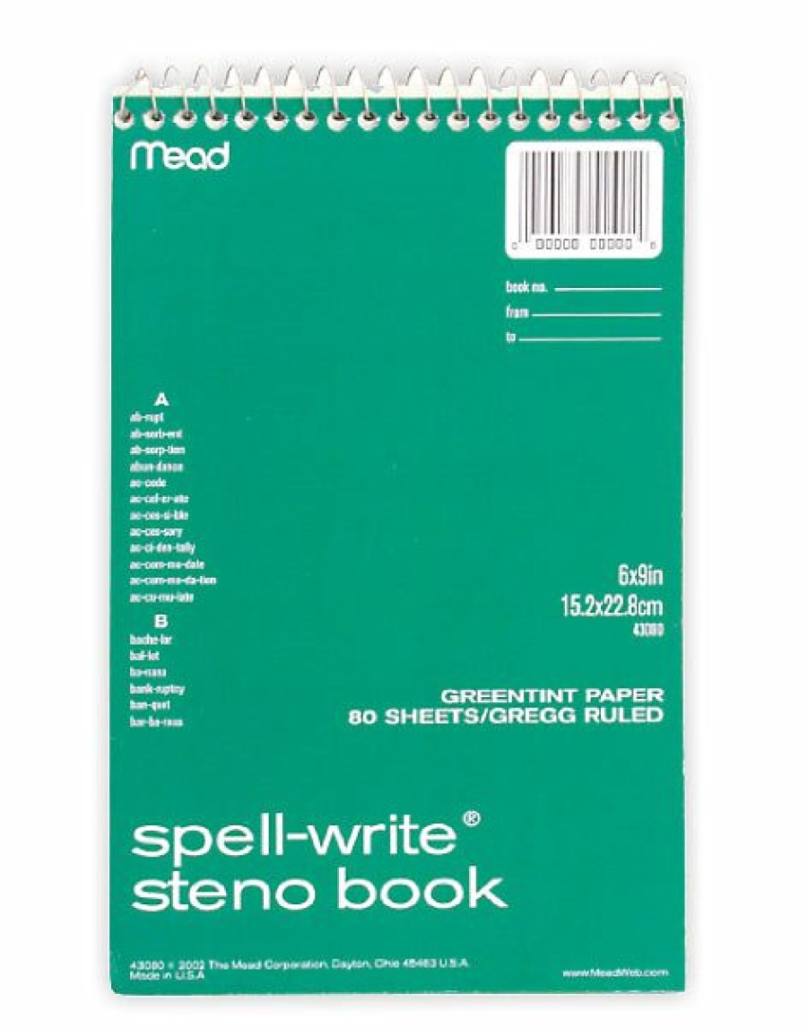 School & Office Goods * | Large Choice Mead 43080 Spell-Write Wirebound Steno Book, 6 X 9 , 80-Count