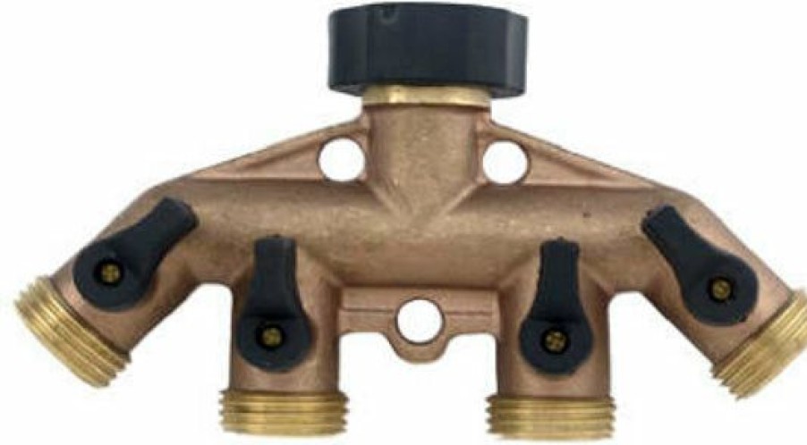 Lawn & Garden * | Tendy Style Green Thumb 44Gt Faucet To Hose Manifold, 4-Way, Brass