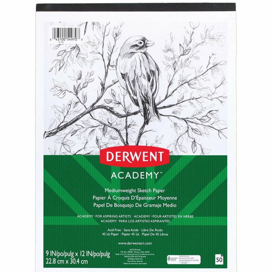 School & Office Goods * | Good Quality Derwent 54970 Academy Sketch Paper Pad, 9 Inch X 12 Inch