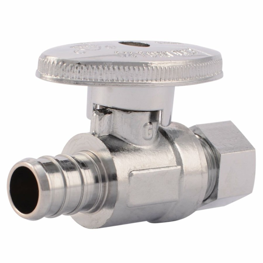 Valves * | Official Sharkbite 23057Lf Quarter-Turn Straight Stop Valve, Chrome-Plated, 1/