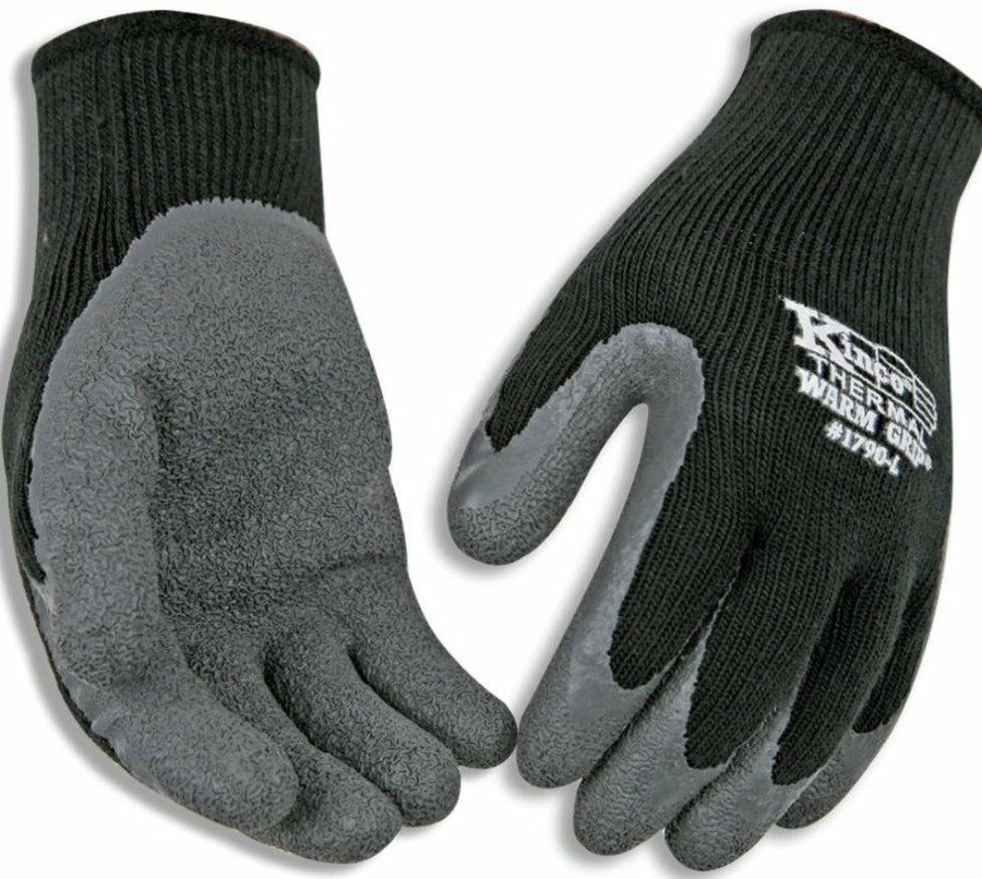 Lawn & Garden * | Top Sell Kinco 1790-L Men'S Cold Weather Latex Coated Knit Glove, Large, Black