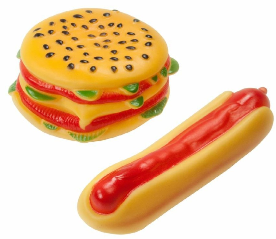 Pet Supplies * | Store Bow Wow Pals 8852 Hamburger & Hot Dog Squeaker Dog Toys