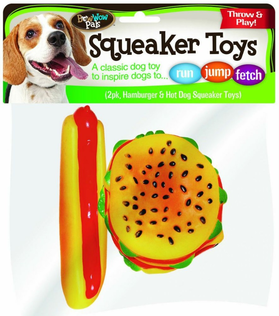 Pet Supplies * | Store Bow Wow Pals 8852 Hamburger & Hot Dog Squeaker Dog Toys