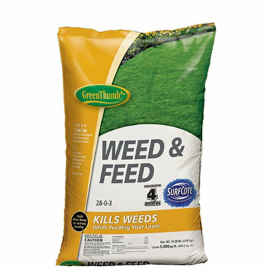 Lawn & Garden * | Best Price Green Thumb Gt23290 Weed & Feed Lawn Fertilizer W/Surfcote, 28-0-3, 5