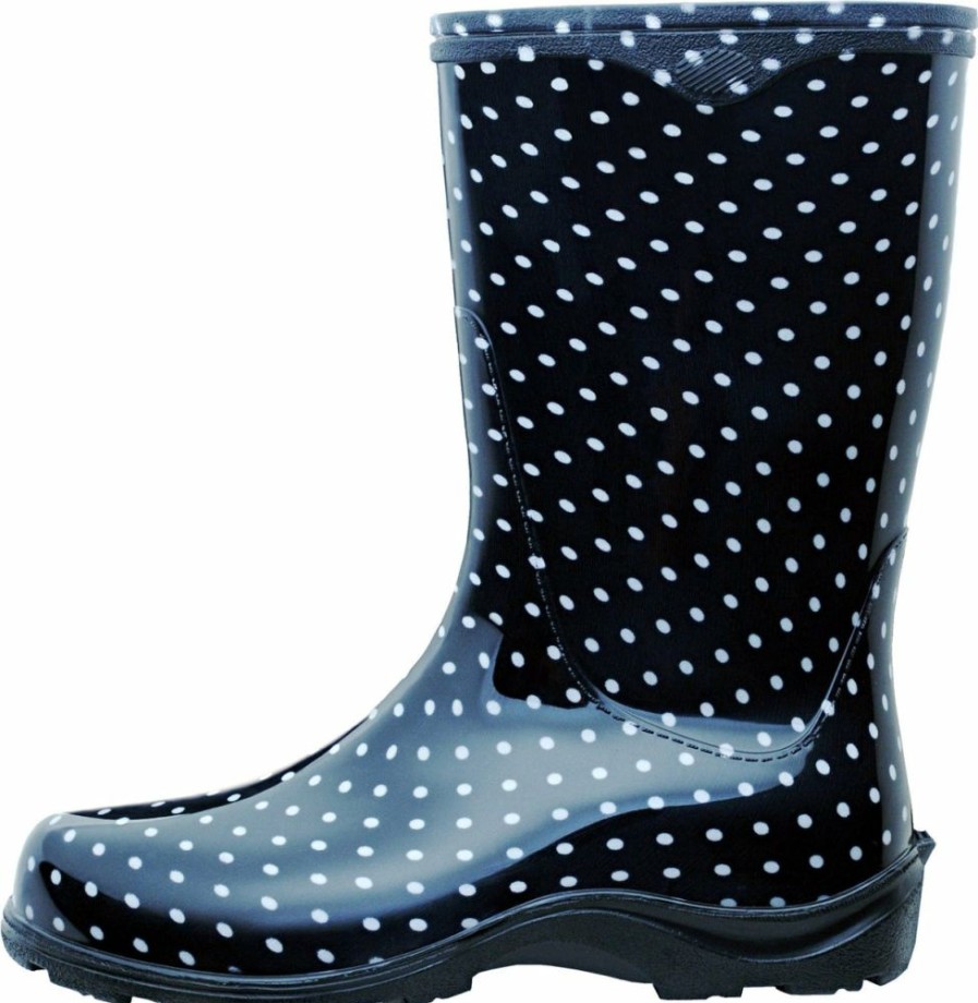 Lawn & Garden * | Top Selling Sloggers 5013Bp06 Women'S Rain & Garden Boot, Black/White Polka Dot,