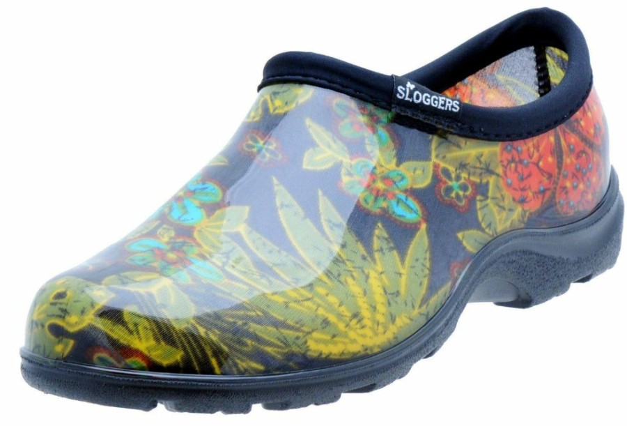 Lawn & Garden * | Shop Sloggers 5102Bk06 Women'S Rain & Garden Shoe, Midsummer Black Print,