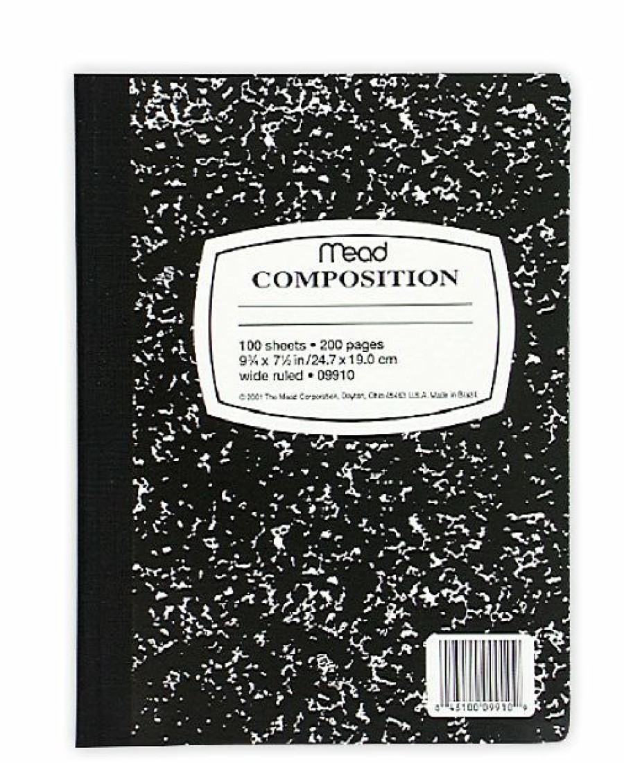 School & Office Goods * | Tendy Style Mead 09910 Black Marble Composition Book, 7-1/2 X 9-3/4 , 100-Count